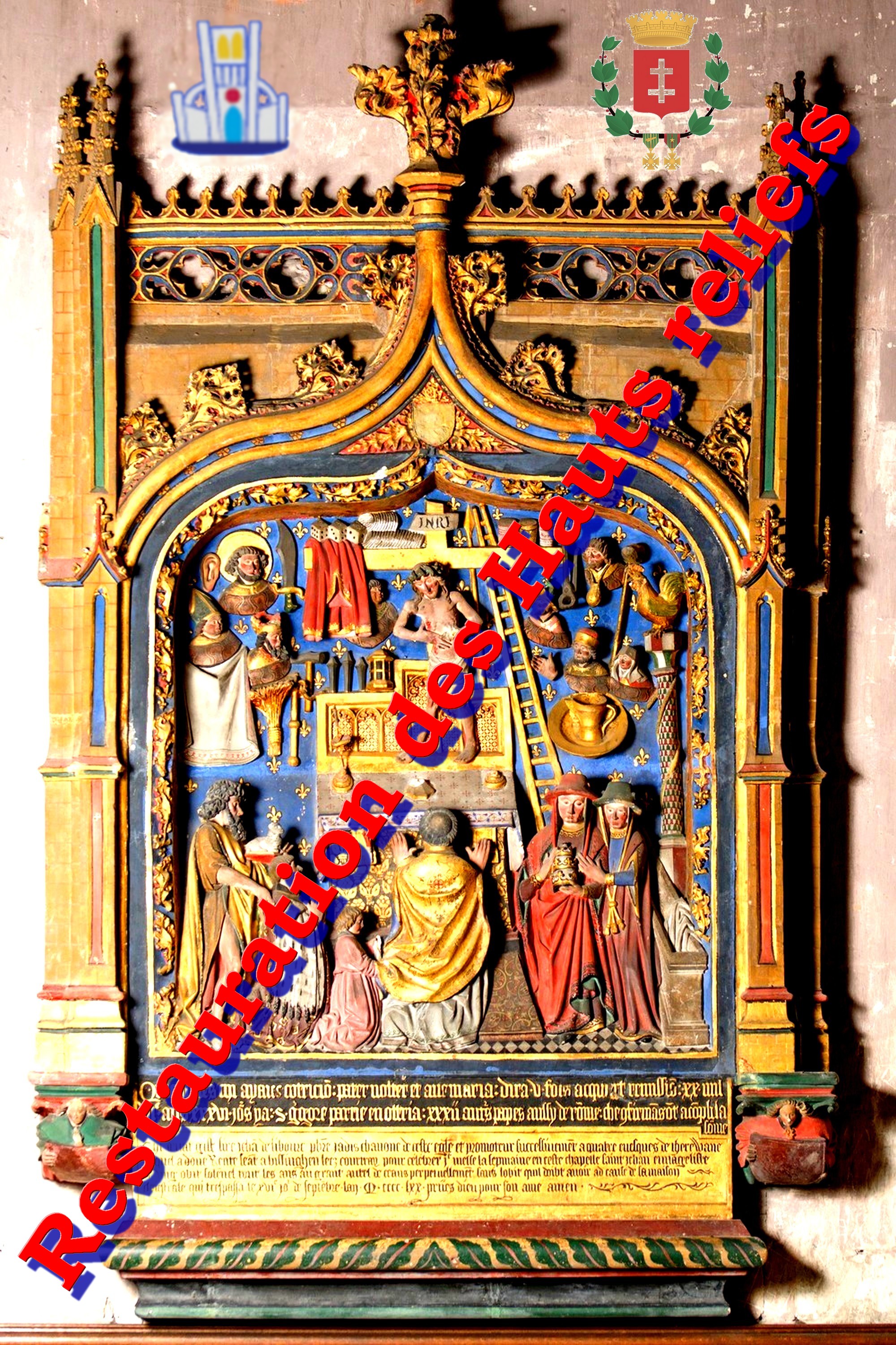 Déambulatoire travée 06 - monument funéraire de Jean de Libourc (bas-relief) 1470