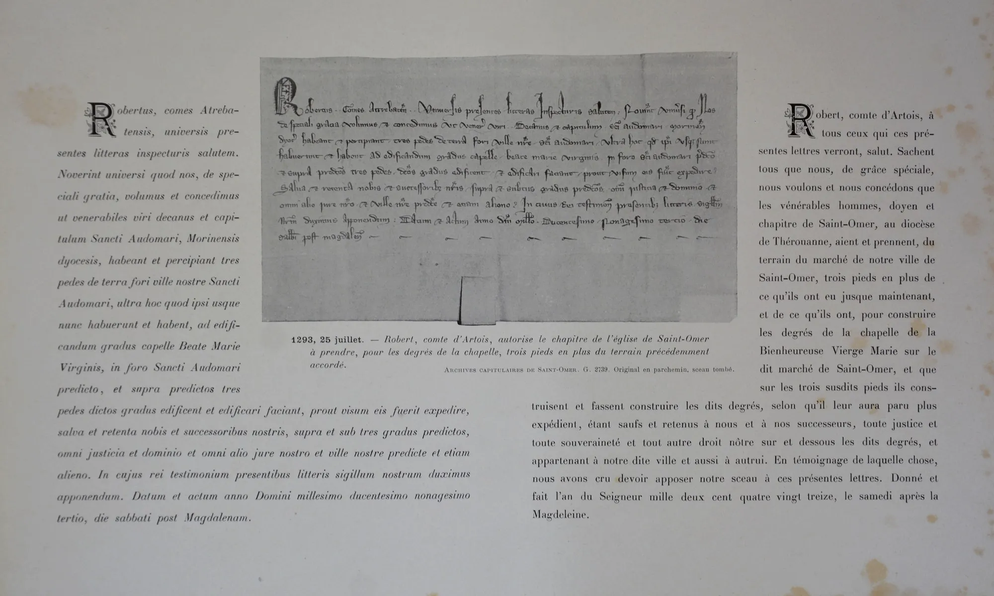 Charte de Robert d'Artois Février 1279 - 1280