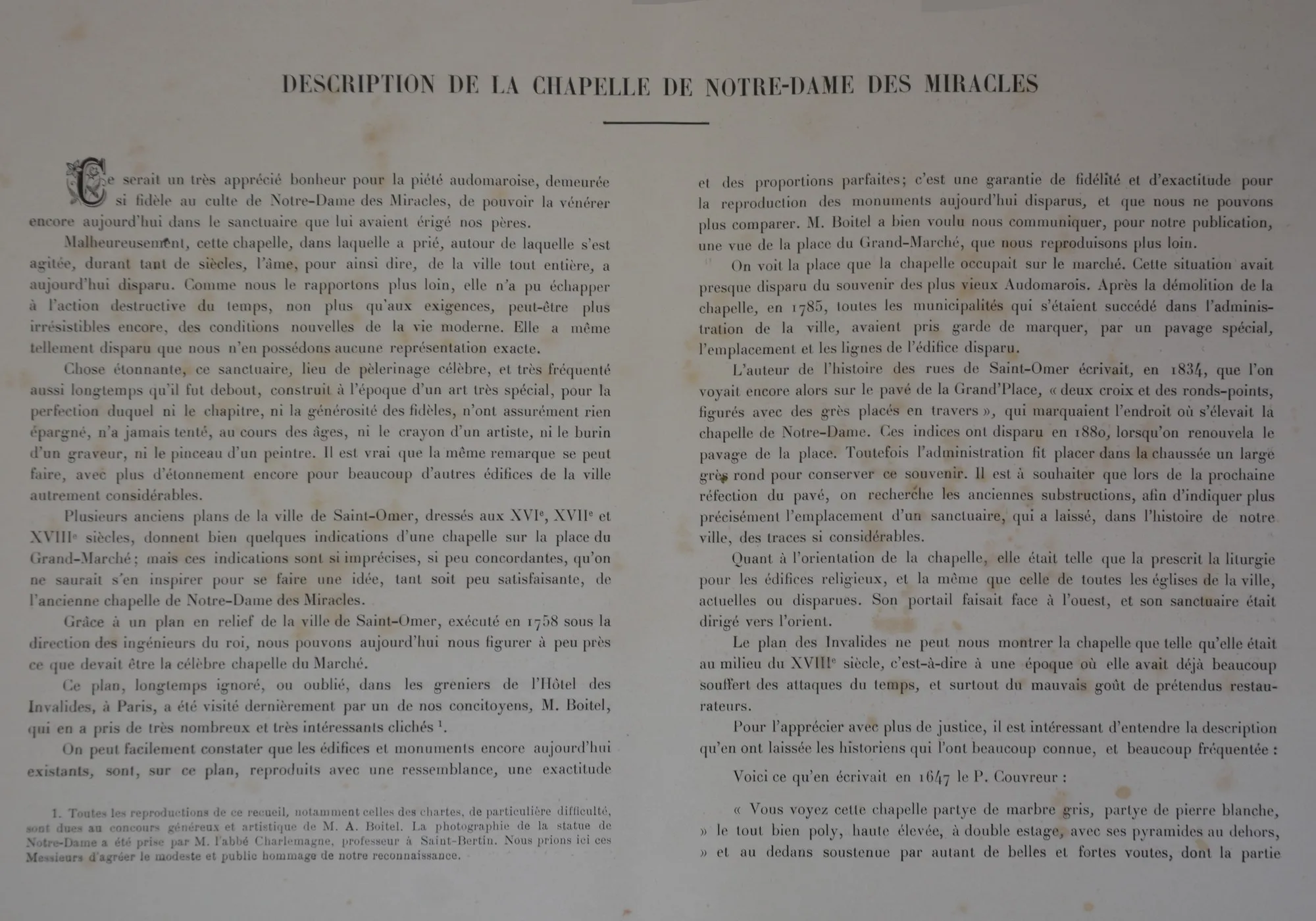 De la Dévotion du Peuple de Saint-Omer à Notre-Dame des Miracles