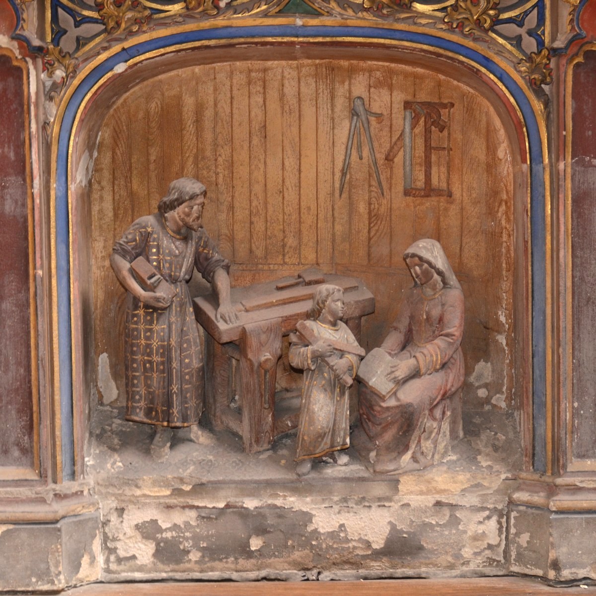 Cathédrale de saint-omer, bas-relief autel de la chapelle ancienne conception de notre Dame