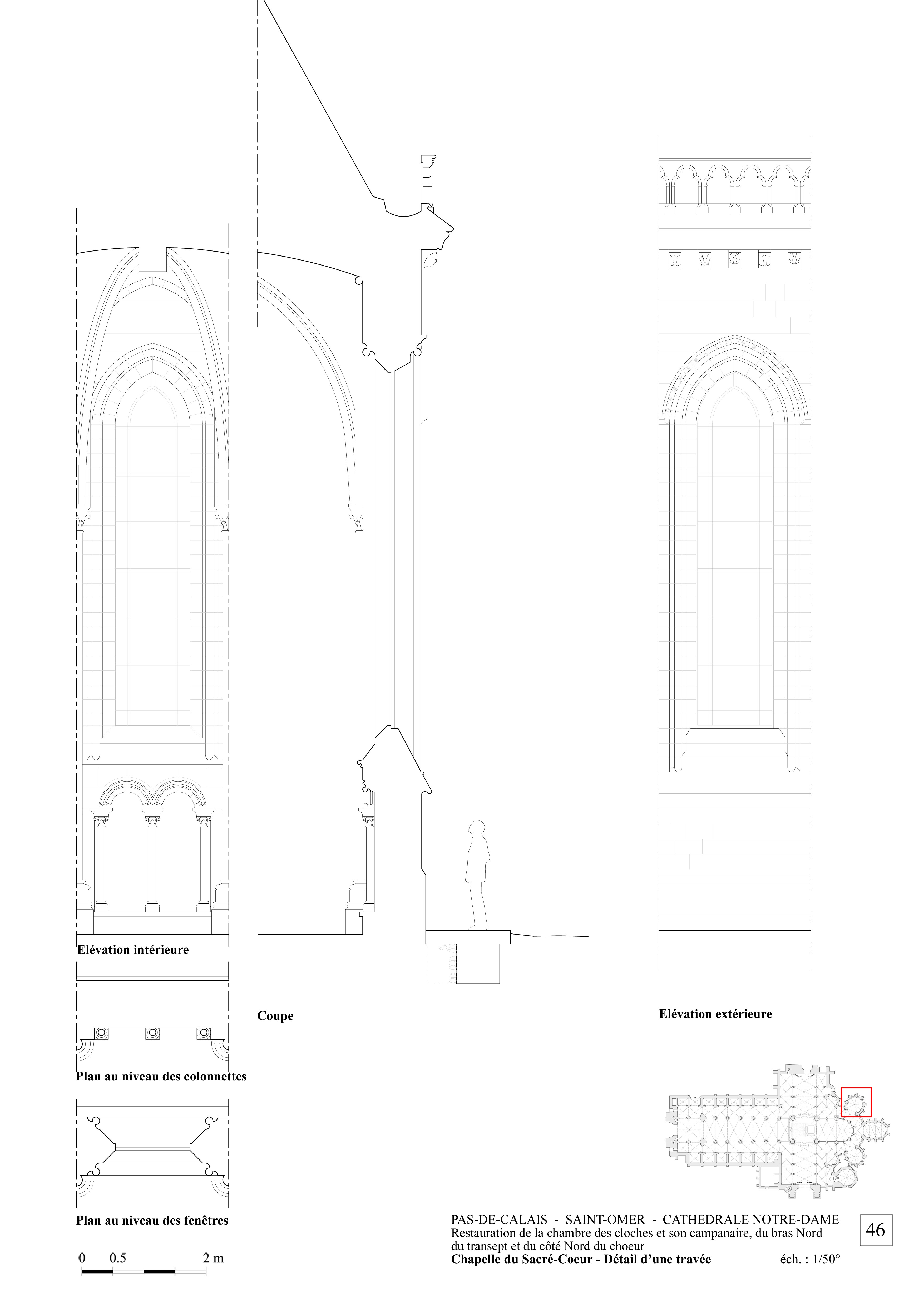 Cathédrale de Saint-Omer | coupe de la chapelle du sacré coeur