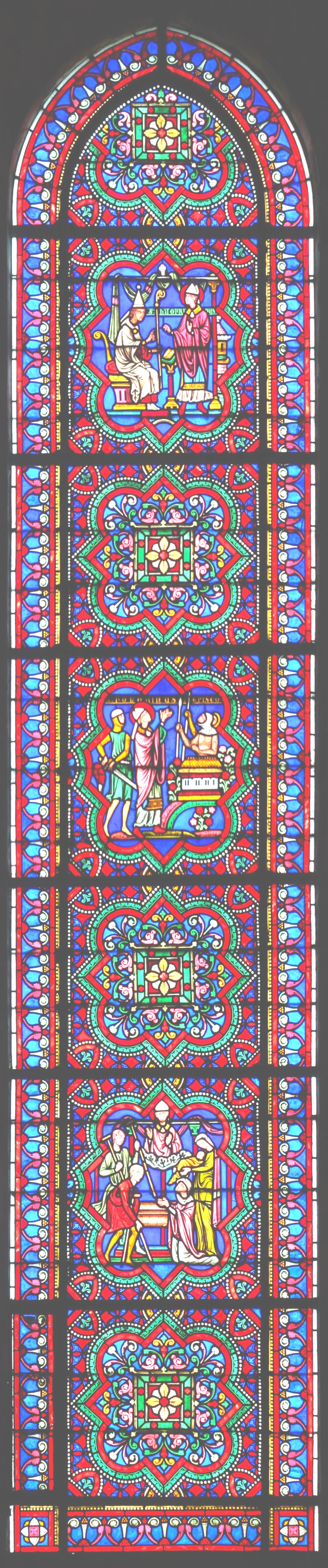 Scène de la vie de saint Hunfrid ; Saint Folquin ; Saint Erkembode 