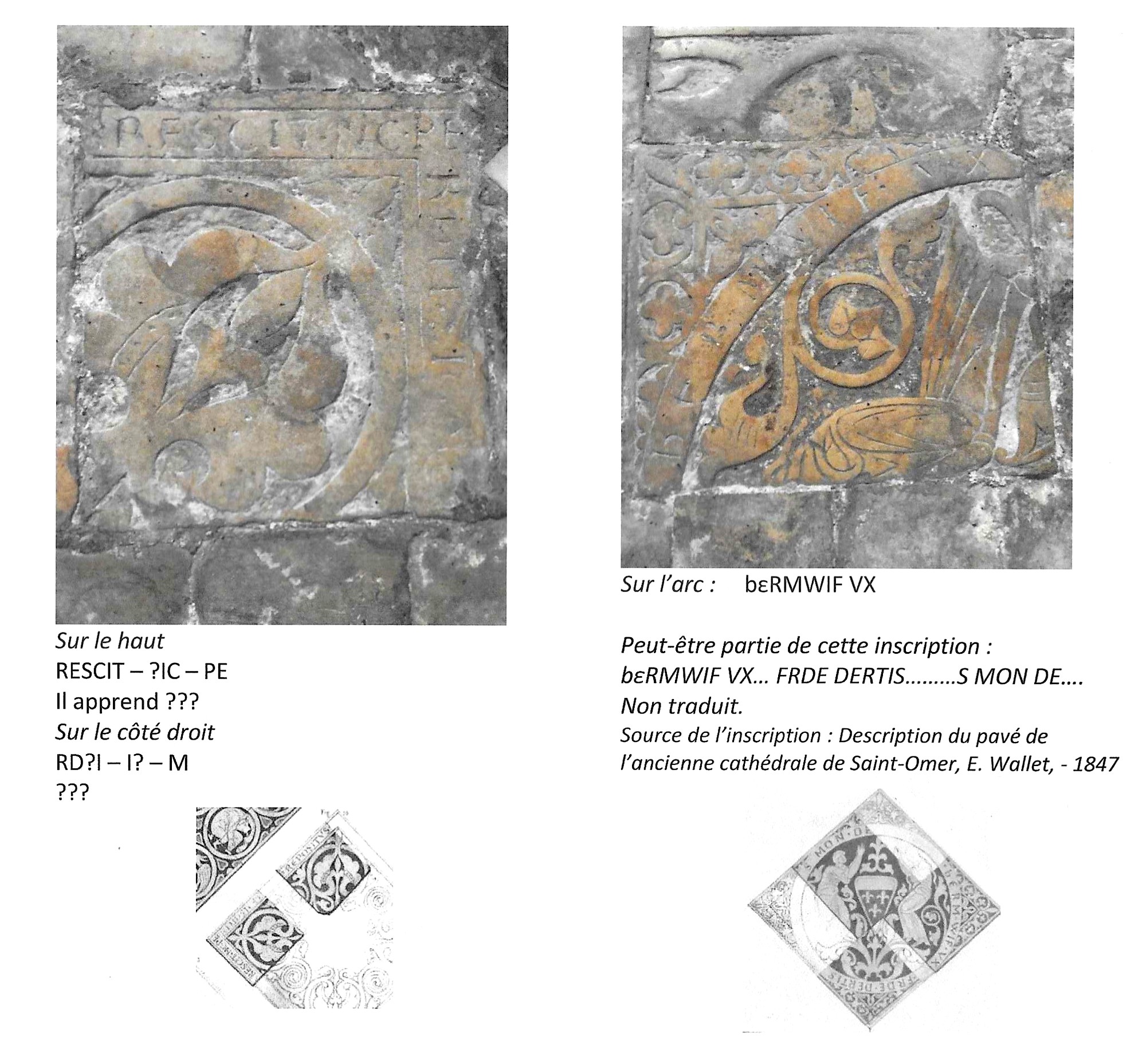 Cathédrale de Saint-Omer -  Dallage du Choeur - fragments anciens