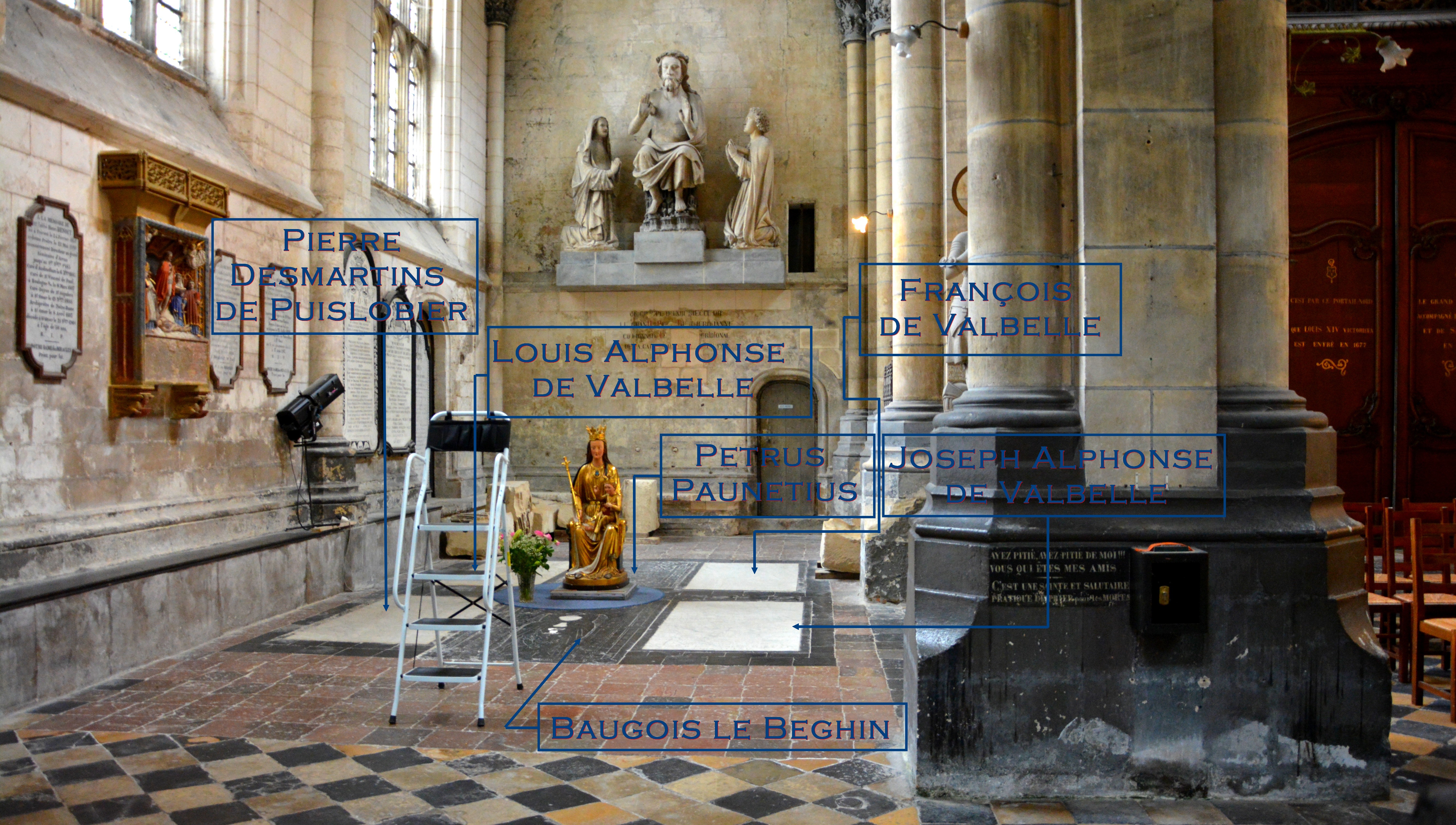 Cathédrale de Saint-Omer -  dallage du Transept Nord, travée latérale ouest