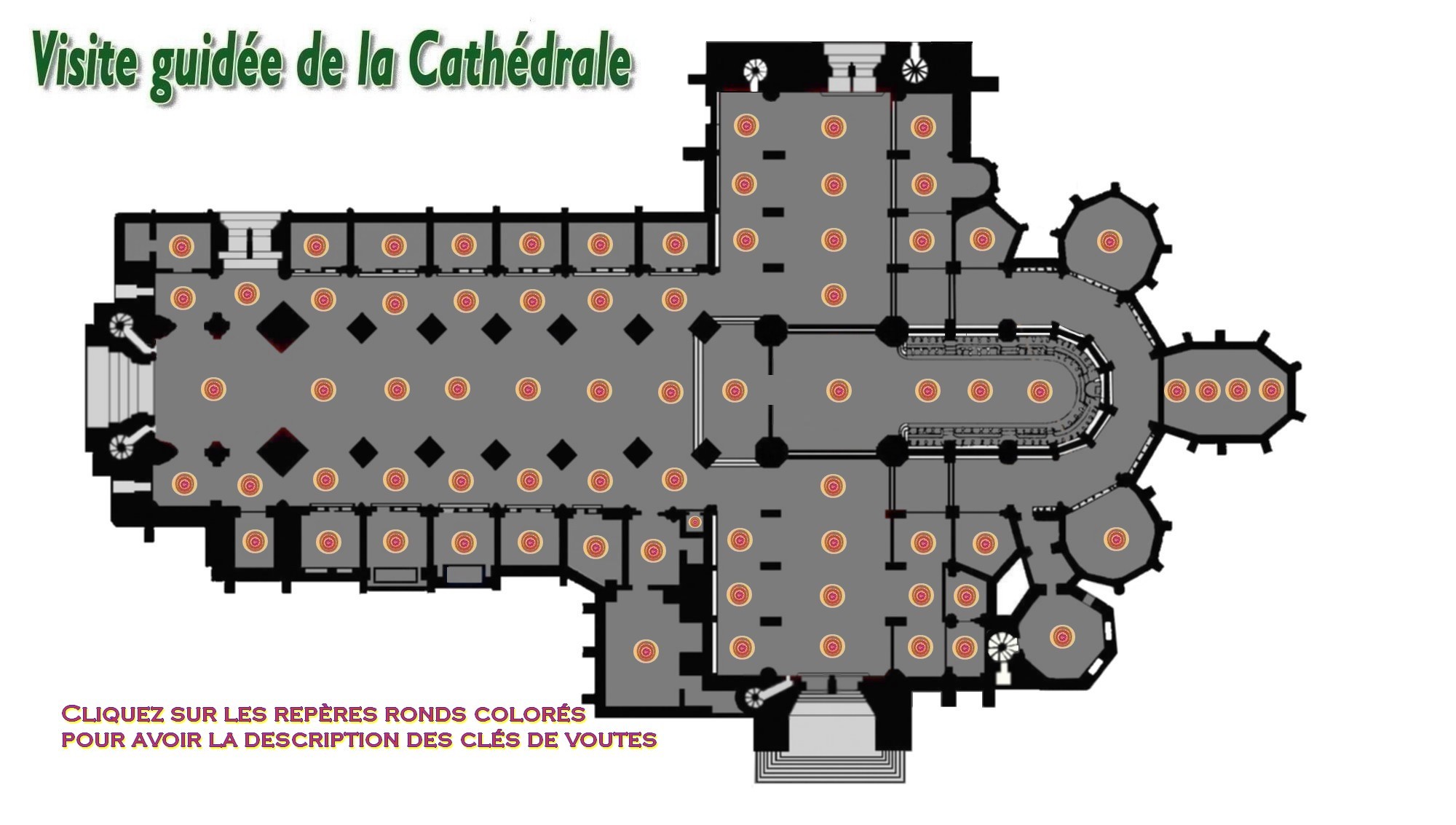 cathédrale de saint-omer - plan des clés de voutes