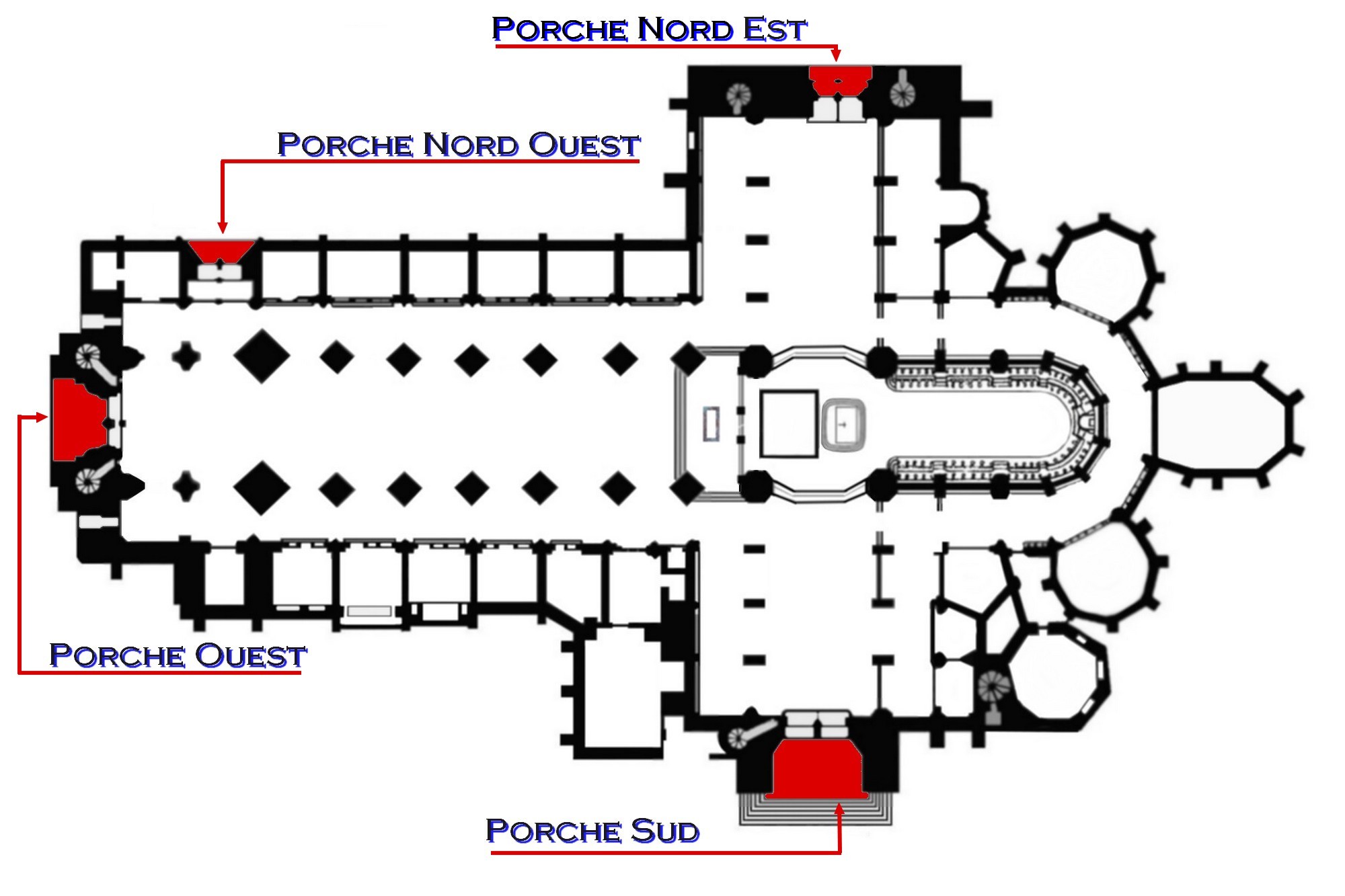 plan des porches -  cathédrale de saint-omer