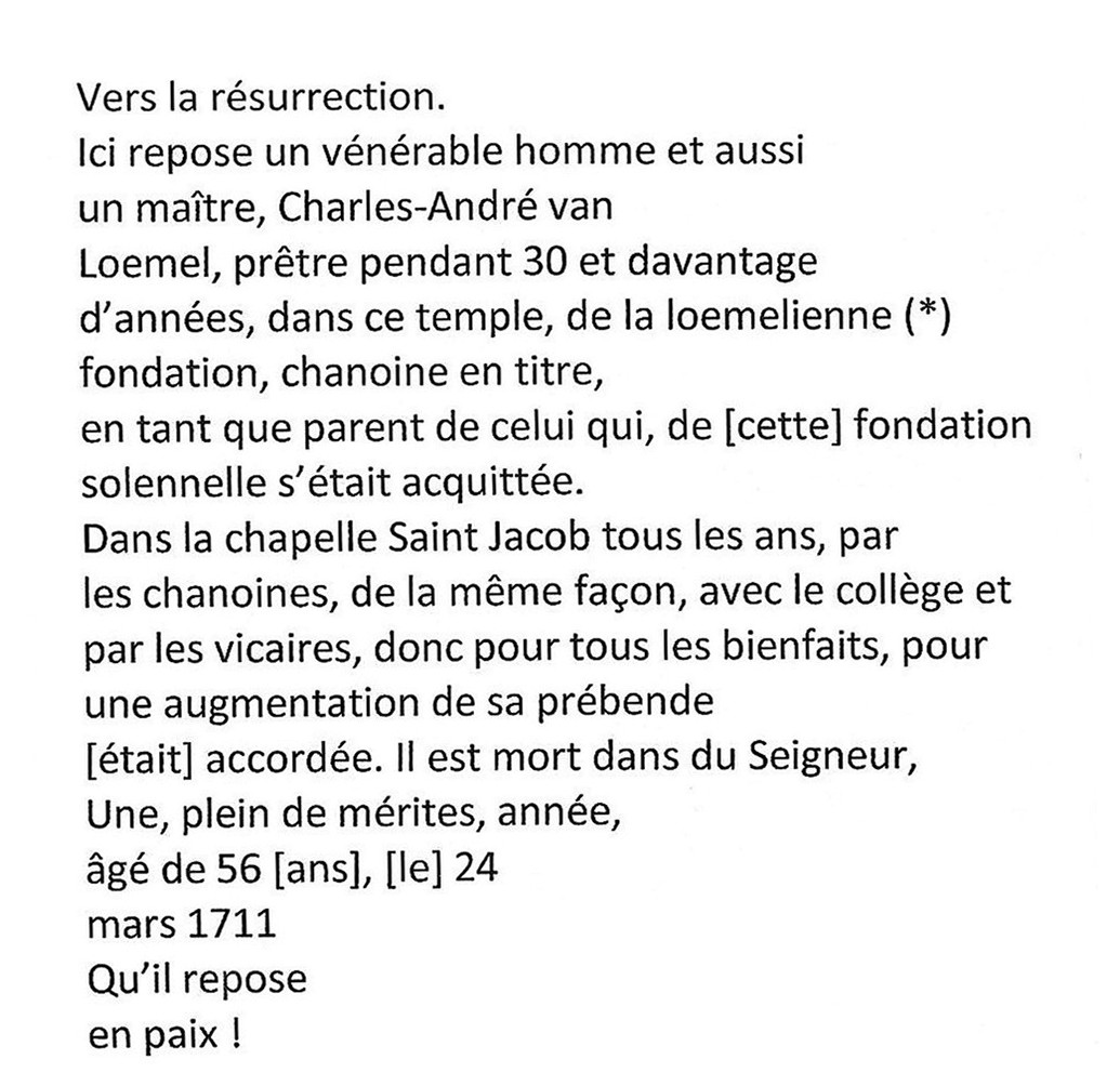 Déambulatoire travée 03,marbre charles andré Loemel, traduction de l'épitaphe