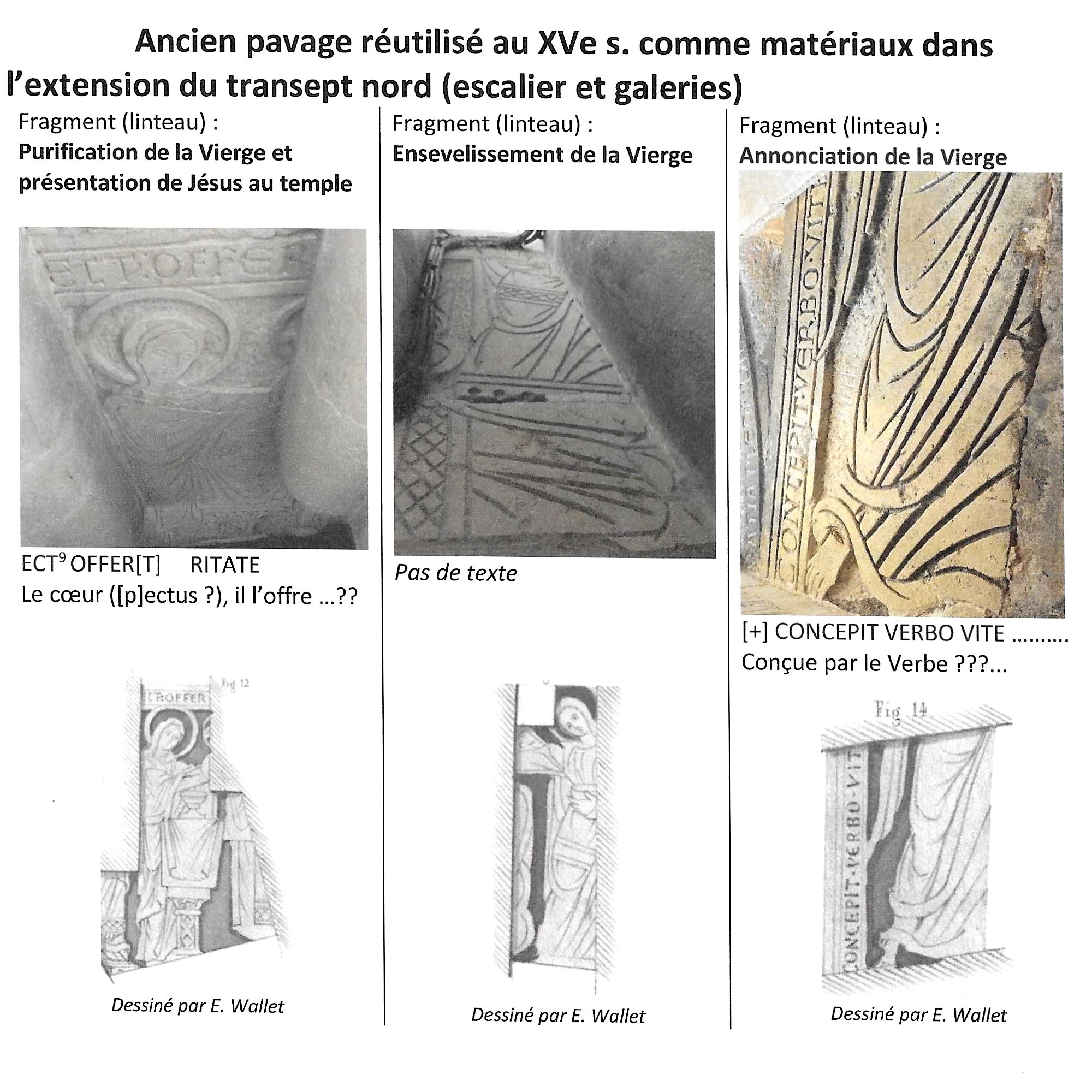 Cathédrale de Saint-Omer|transept Nord est réutilisation des fragments de dallage du XII ème siècle