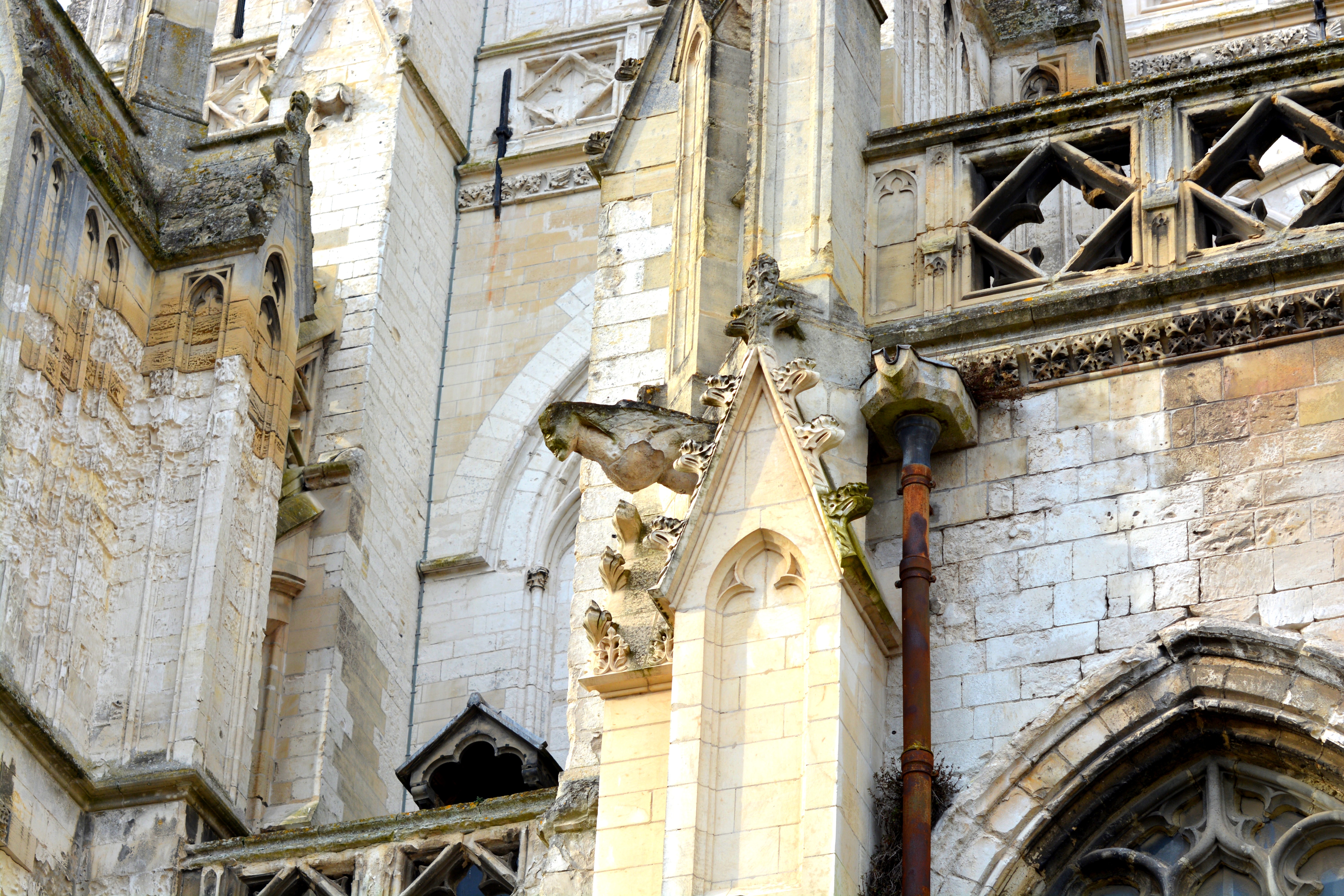 Façade nef sud de Notre-Dame de saint-omer|toiture côté ouest