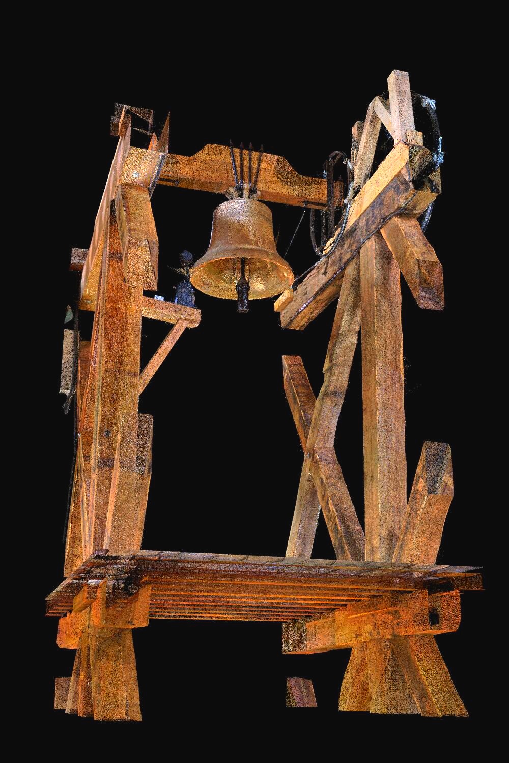 Chambre des cloches scannérisée au laser 3D, vue du Bourdon Chambre des cloches scannérisée au laser 3D,  vue du Bourdon