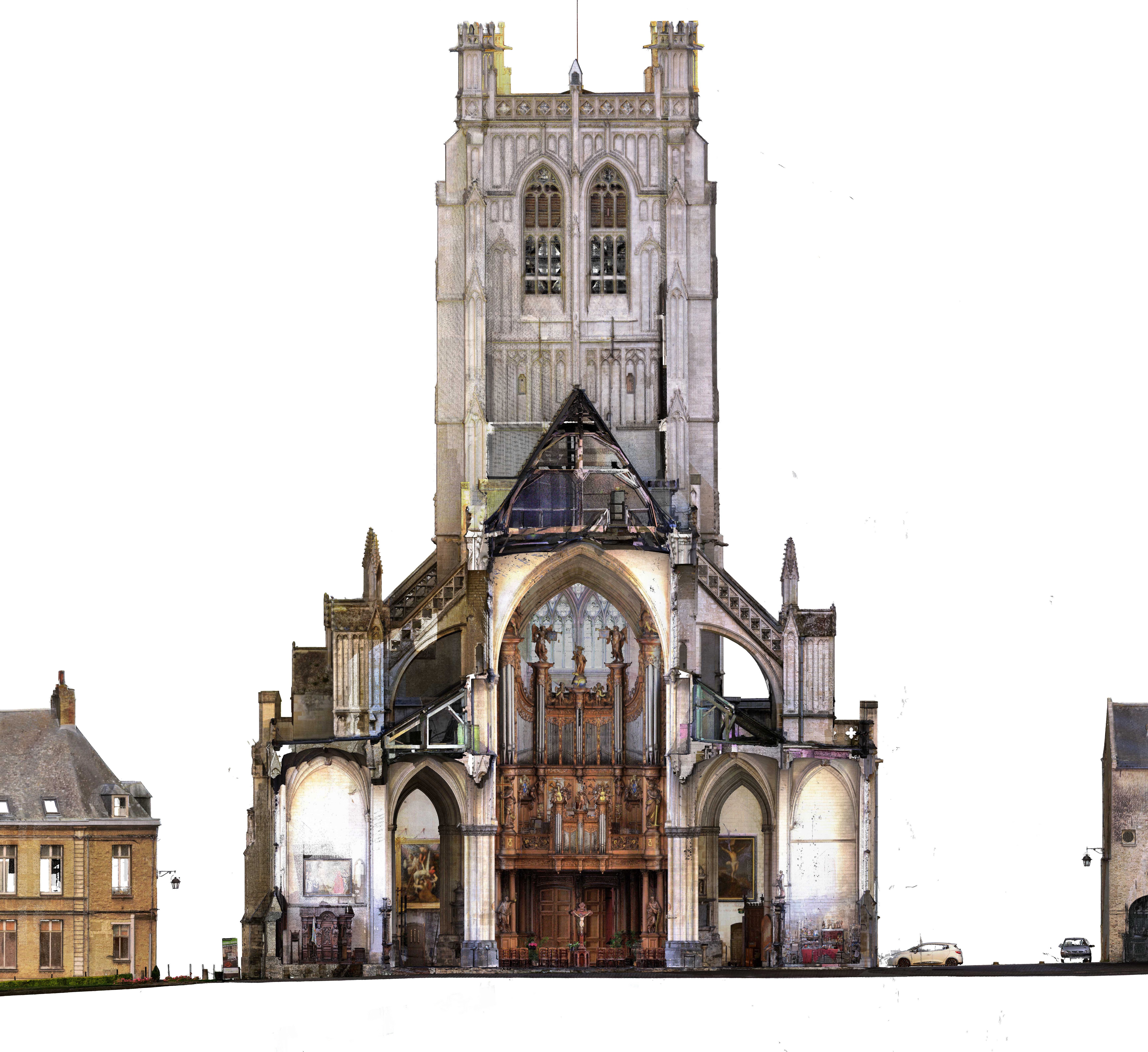 Coupe de la Nef de Notre-Dame de saint-omer|scannée au laser 3D