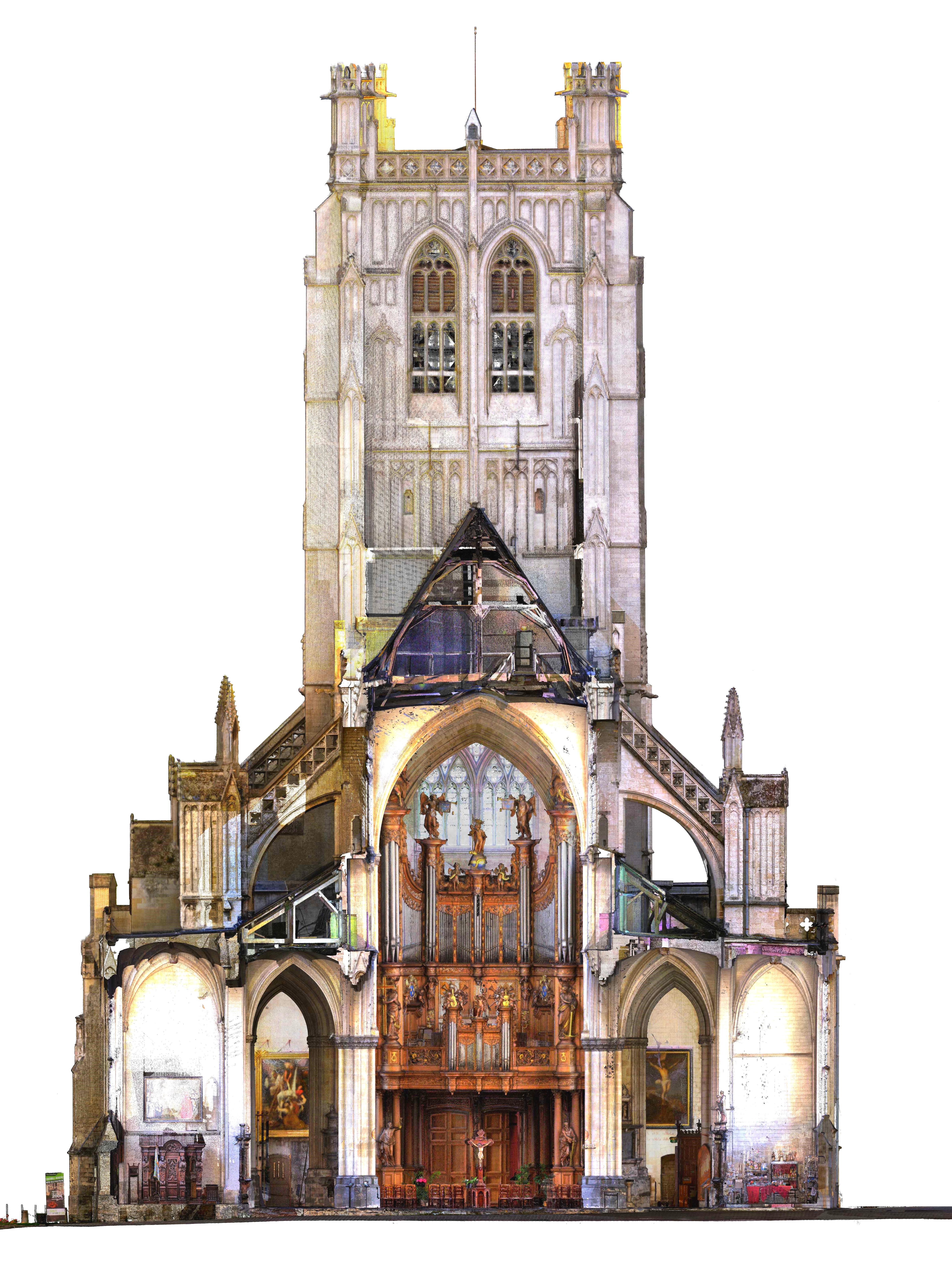 Coupe de la Nef de Notre-Dame de saint-omer|scannée au laser 3D