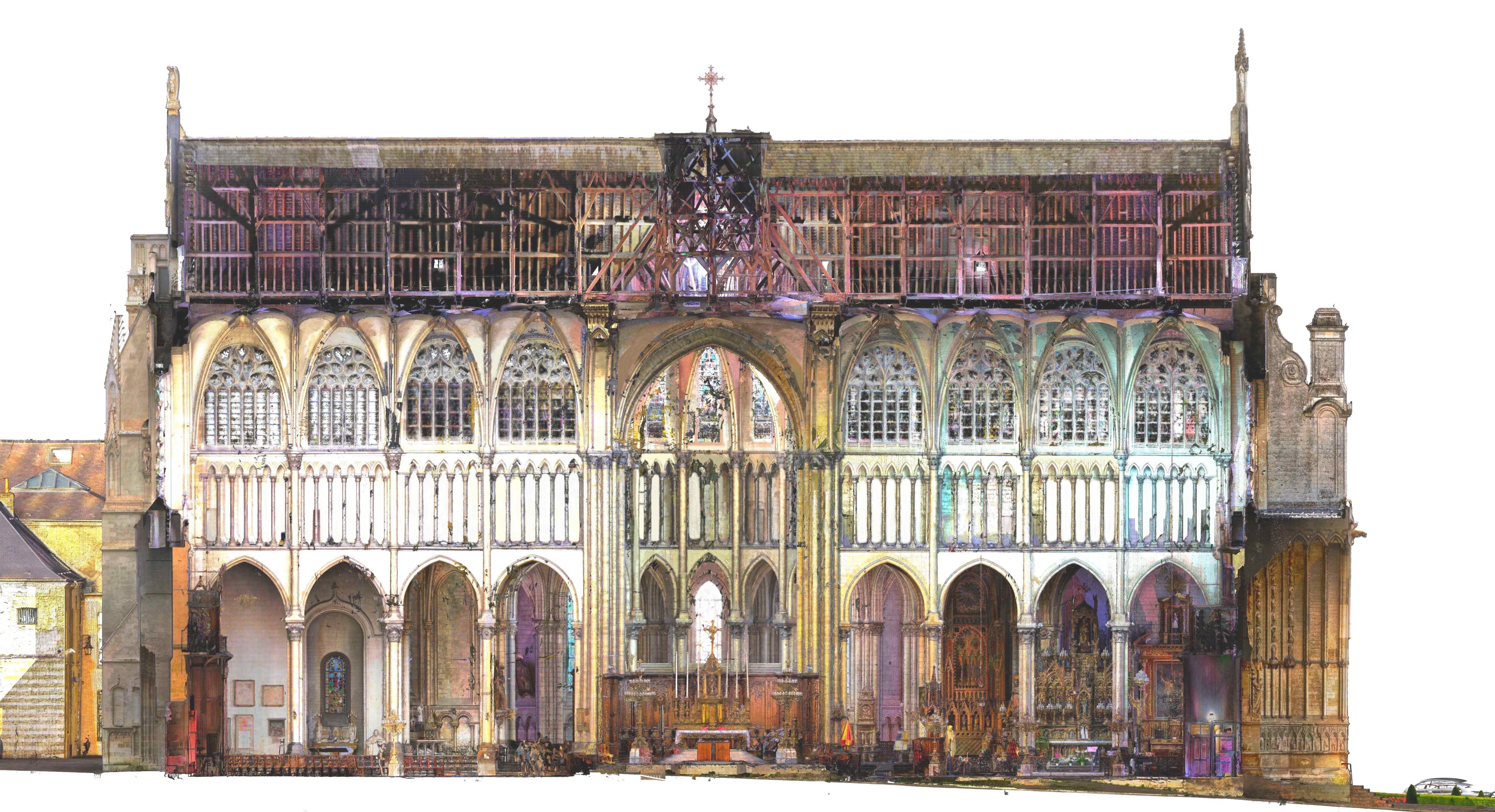 Coupe du transept de Notre-Dame de saint-omer|scannée au laser 3D