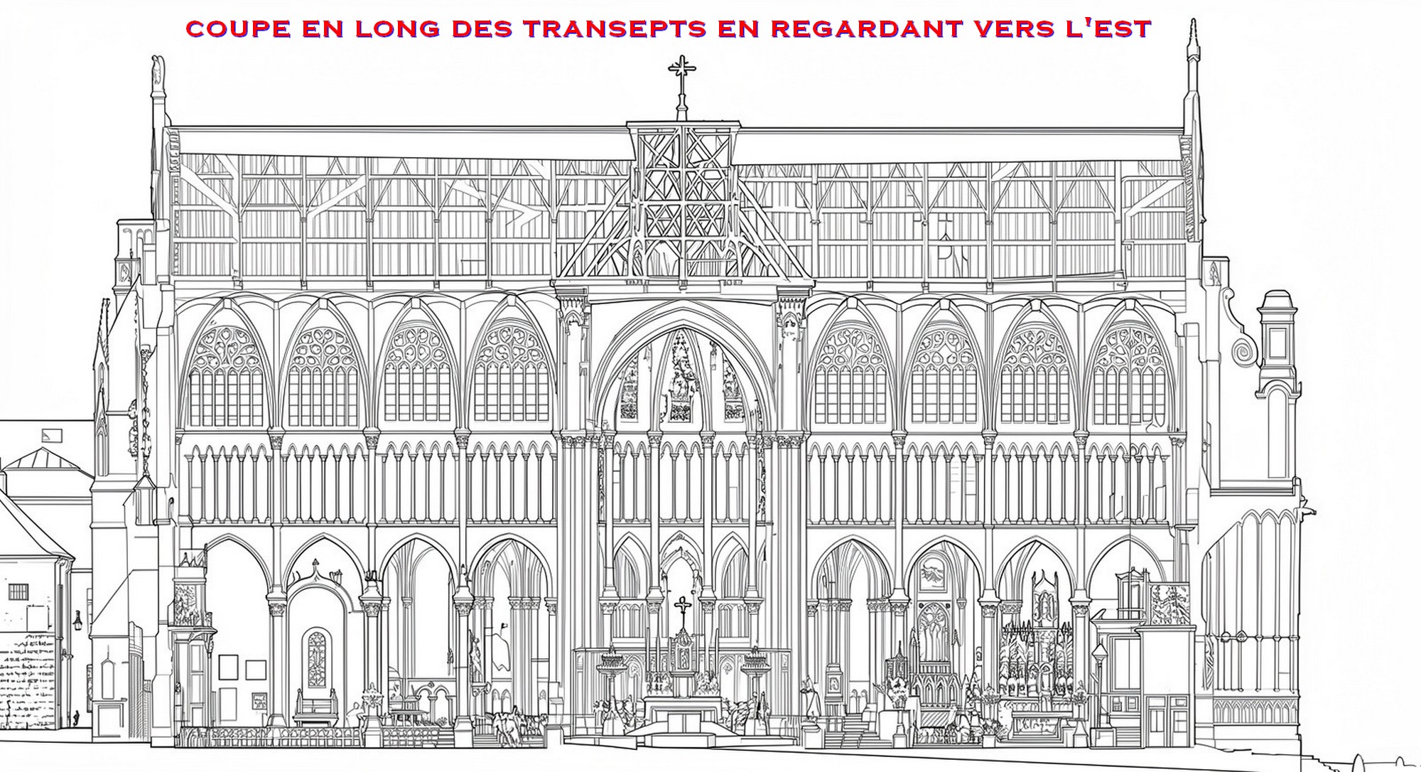 coupe du  transept nord ( en regardant vers le nord )